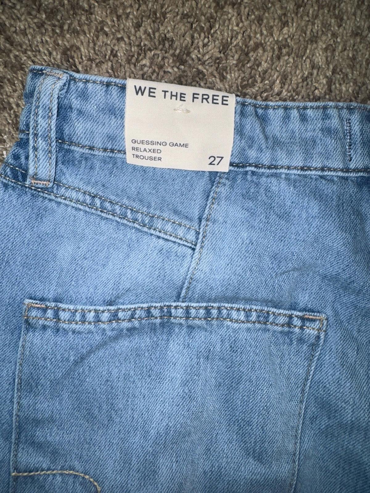 We The Free People Guessing Game Relaxed Leg Wide Leg Trousers Jeans Size 27 NEW