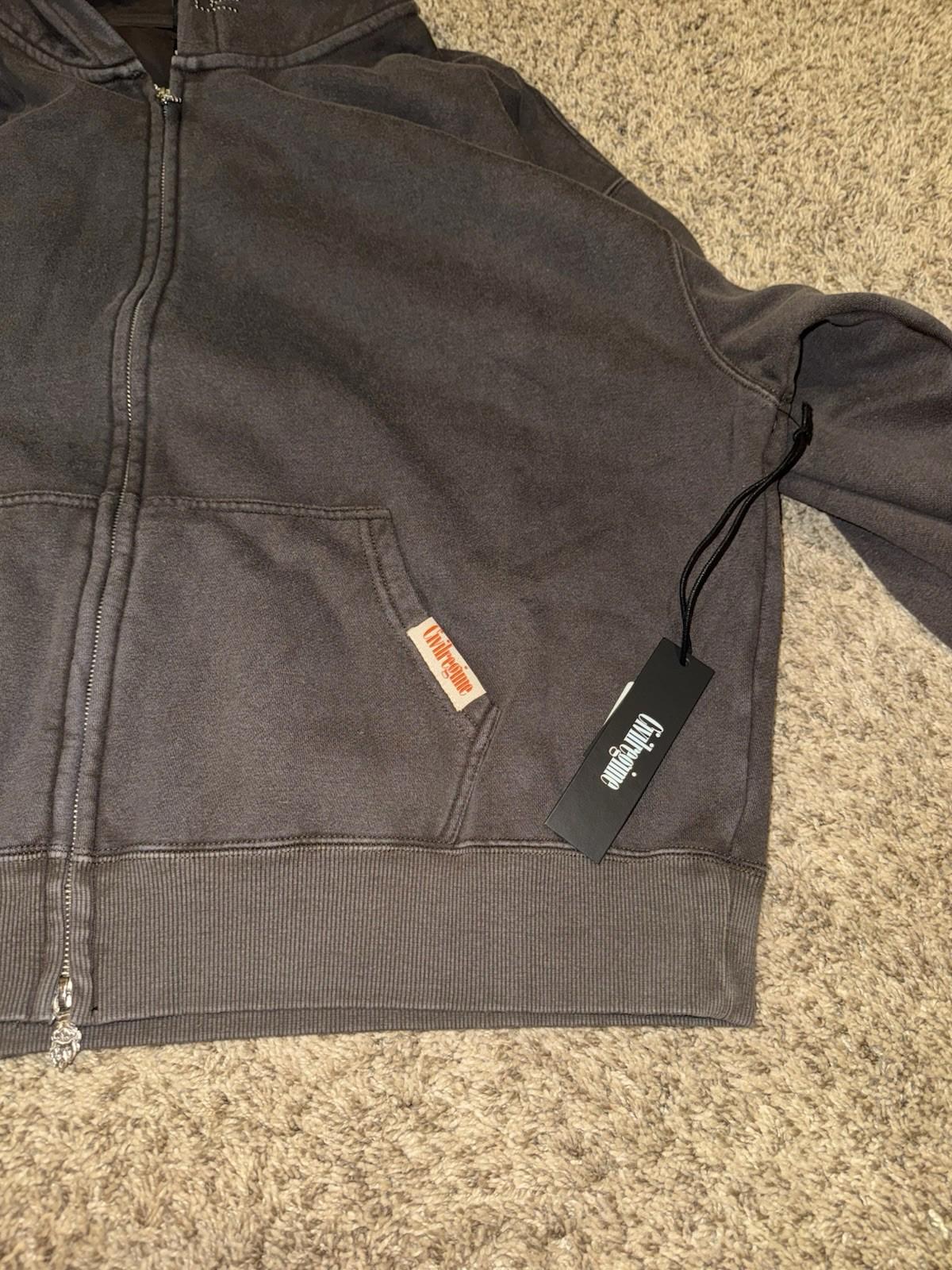 CIVIL REGIME CONCRETE SIN ZIP UP HOODIE IN SUN WASH BLACK (XXL)
