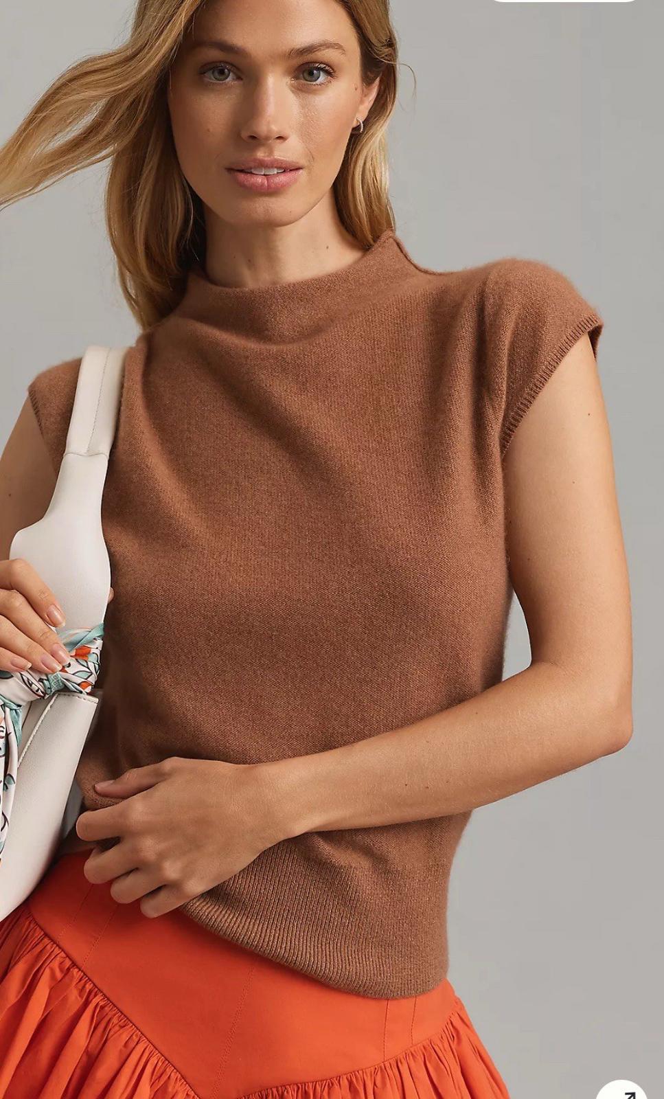 Anthropologie Cap-Sleeve Mock-Neck Sweater Tee XS Sold out online NEW