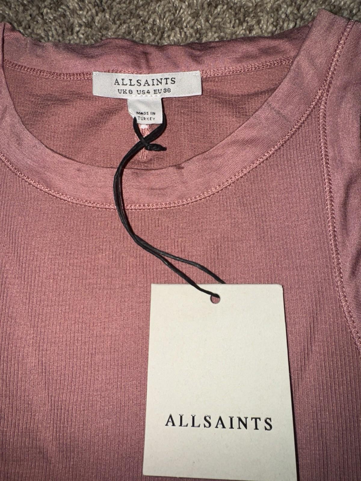 New Allsaints Rina tank top in Ash Rose Pink, US size 4 NWT SOLD OUT ONLINE!
