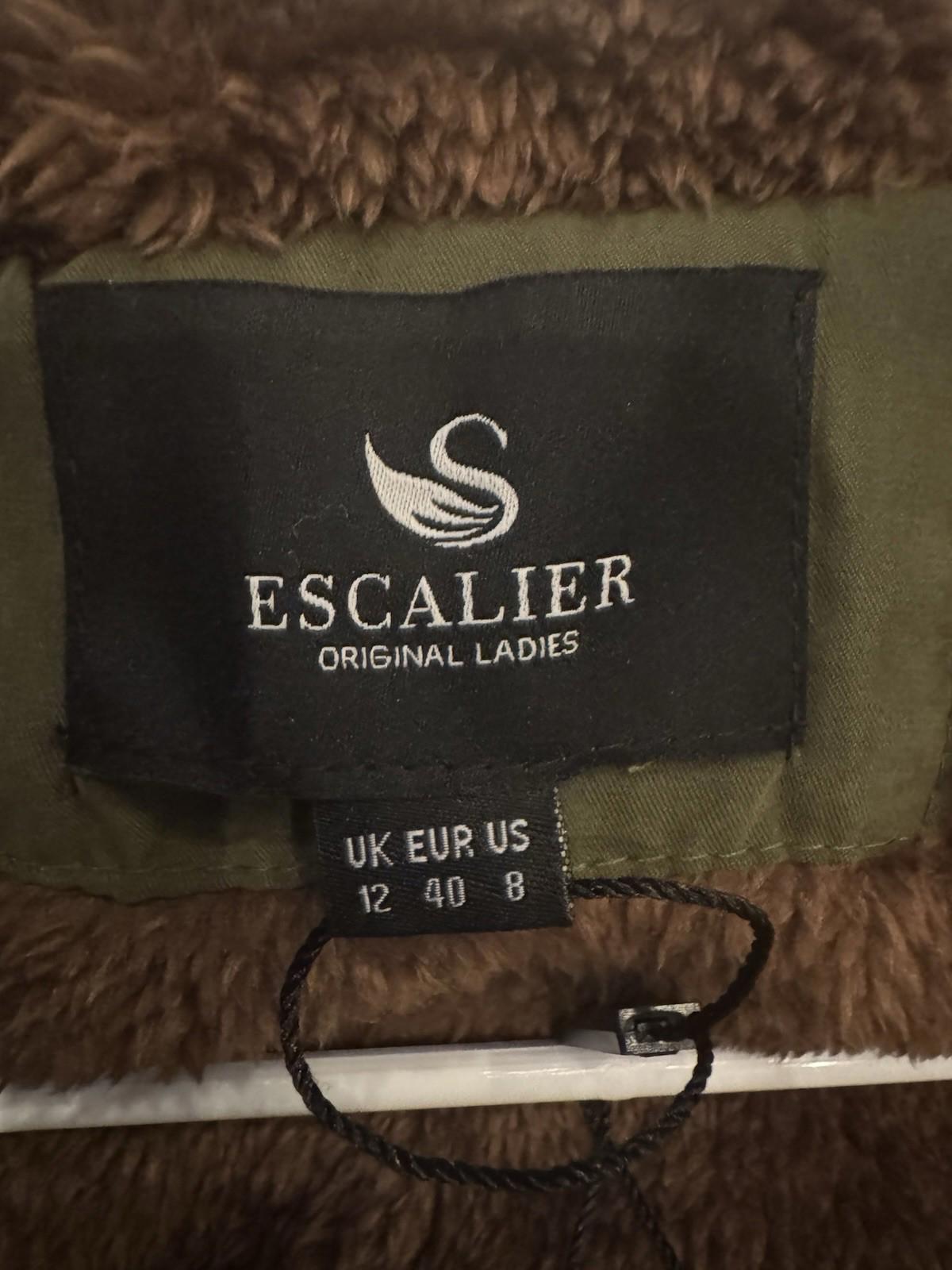 Escalier Women's Faux Fur Winter Coat Jacket Olive green Size 8. NEW