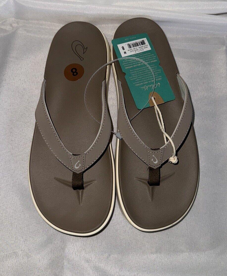 OluKai Nu‘a Pi‘o Woman's Sandal Warm Taupe Size 8