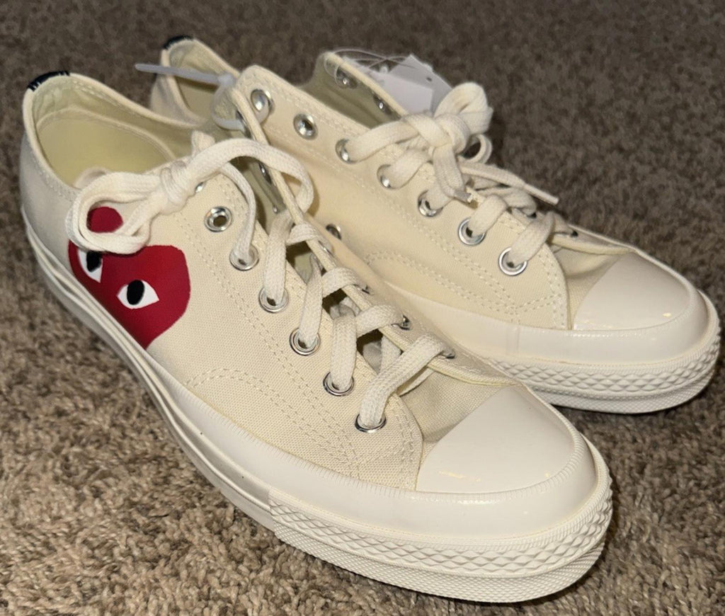 NEW Converse X Comme Des Garcon Play CDG Chuck Taylor Low Cream  12  W / 10 Men