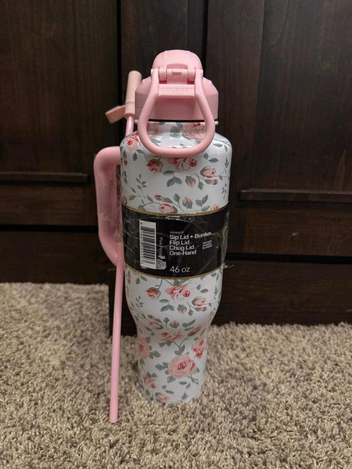 NEW Rare Coldest 46oz Limitless Pink Petals - RARE, 3 Lids  Leak proof, NWOB