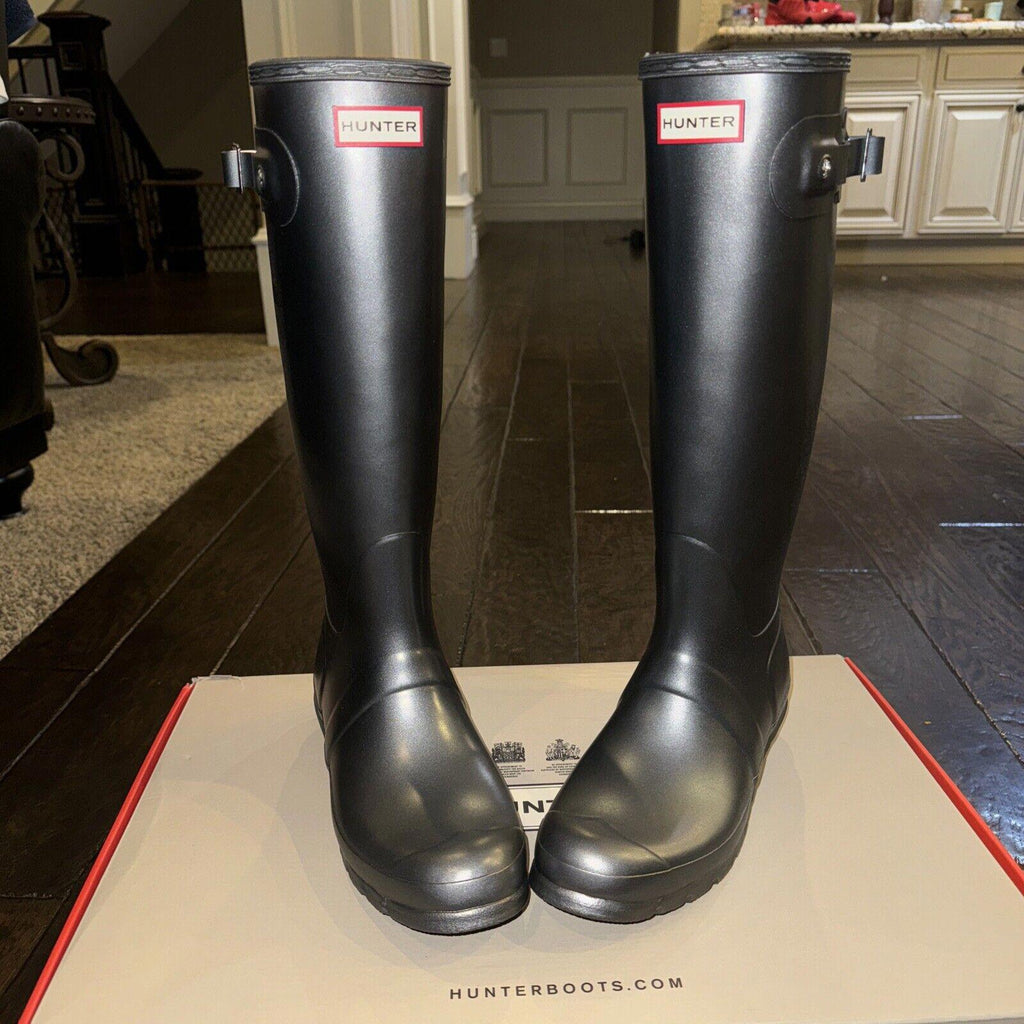 HUNTER Original Tall Waterproof Nebula Rain Boot in Black Size 9 NIB