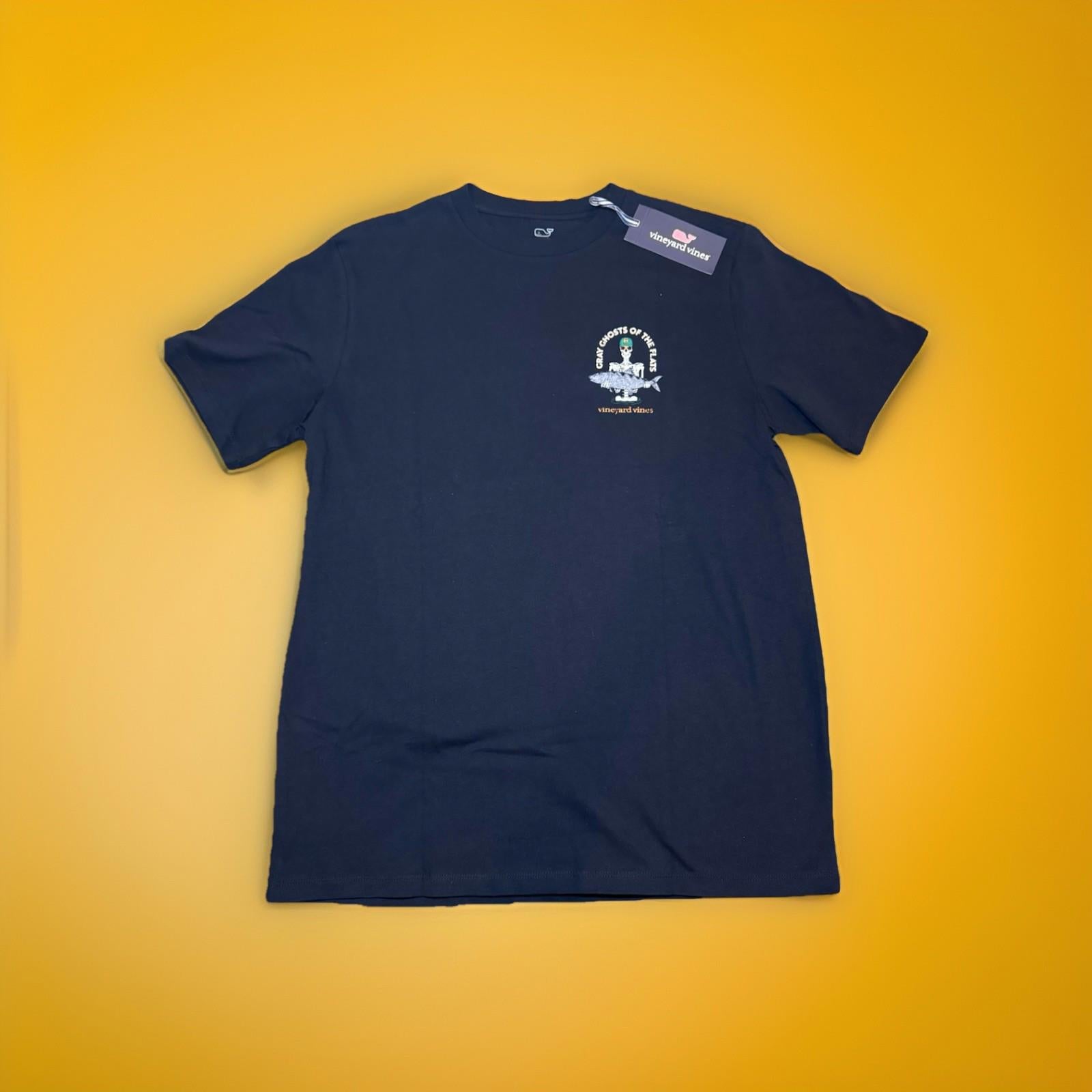 Vineyard Vines Men's Ghost of the Flats Skeleton Pocket Black S/S XL T-Shirt
