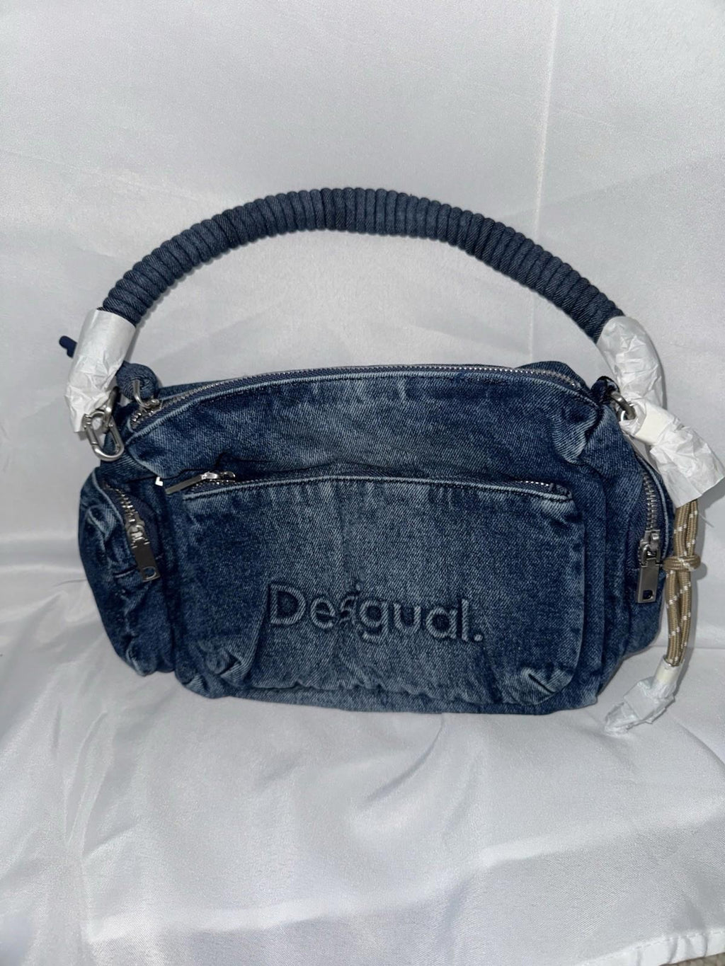 NEW! Desigual Denim zip-fastening tote bag