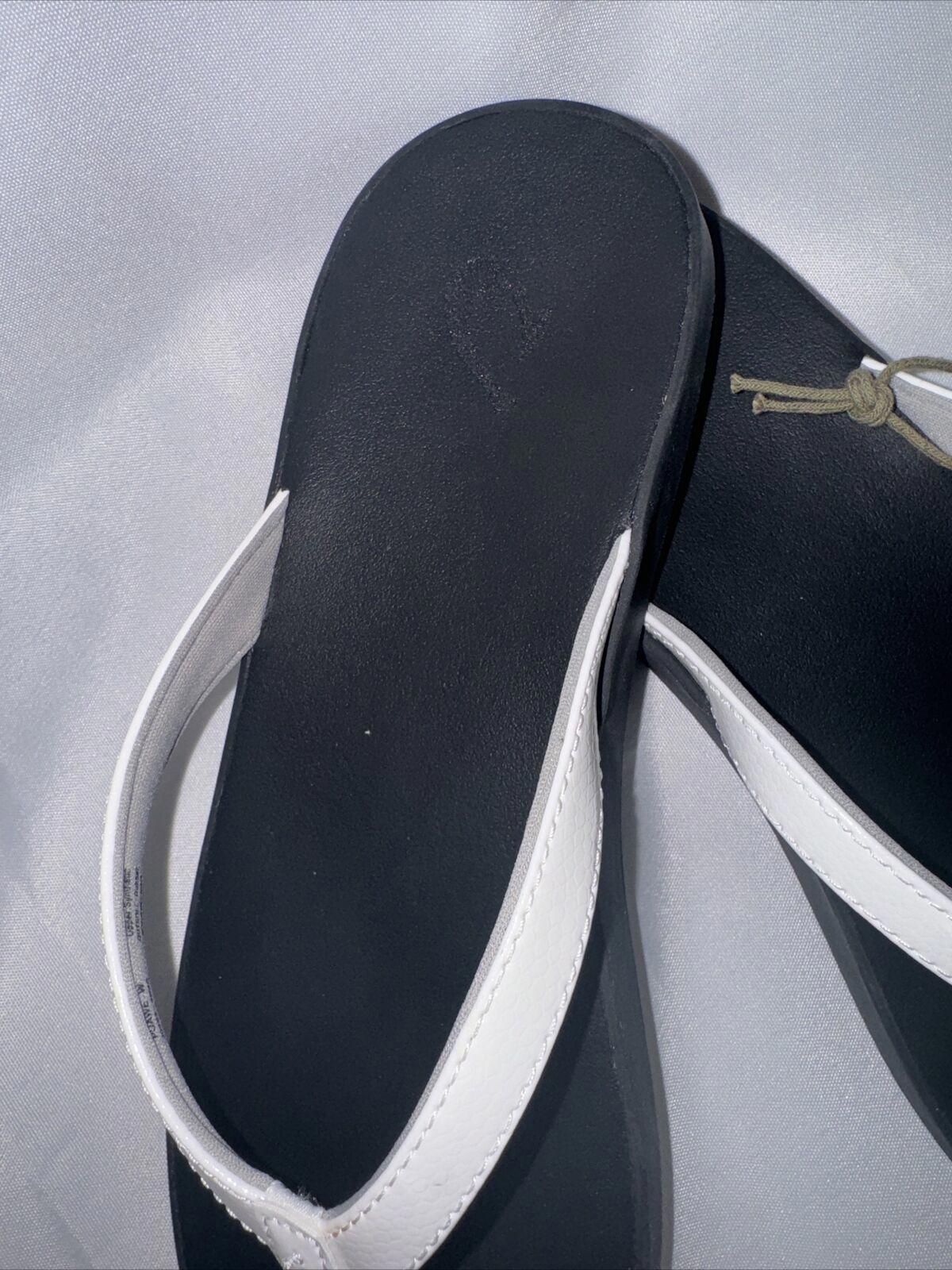 OluKai Puawe Women’s Beach Sandals- White/Black 20498-4R40 - Size 9