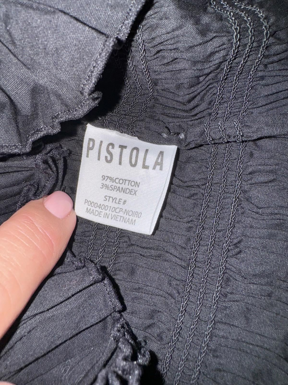 Pistola Phoebe Smocked Tank Top Noir Black Medium MSRP $108 NEW!