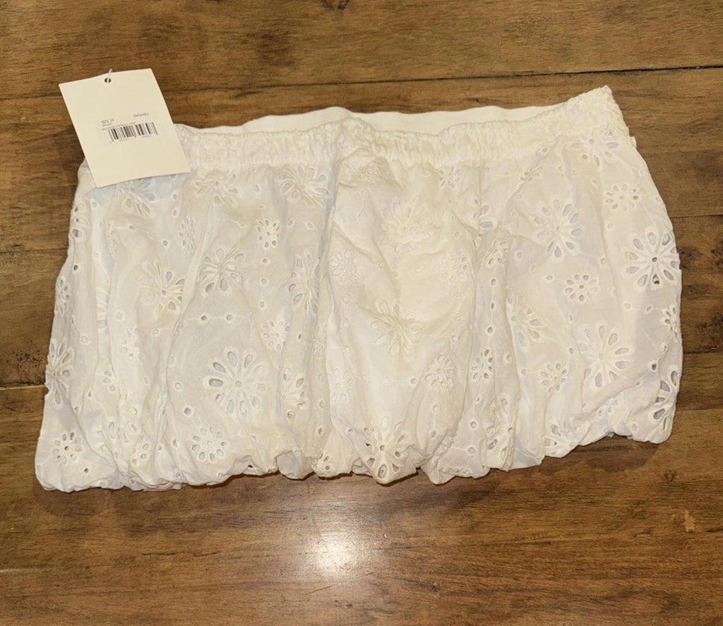 Jaded London White Broderie Puffball Skirt Sz 10 Miniskirt Eyelet MSRP $100 NEW