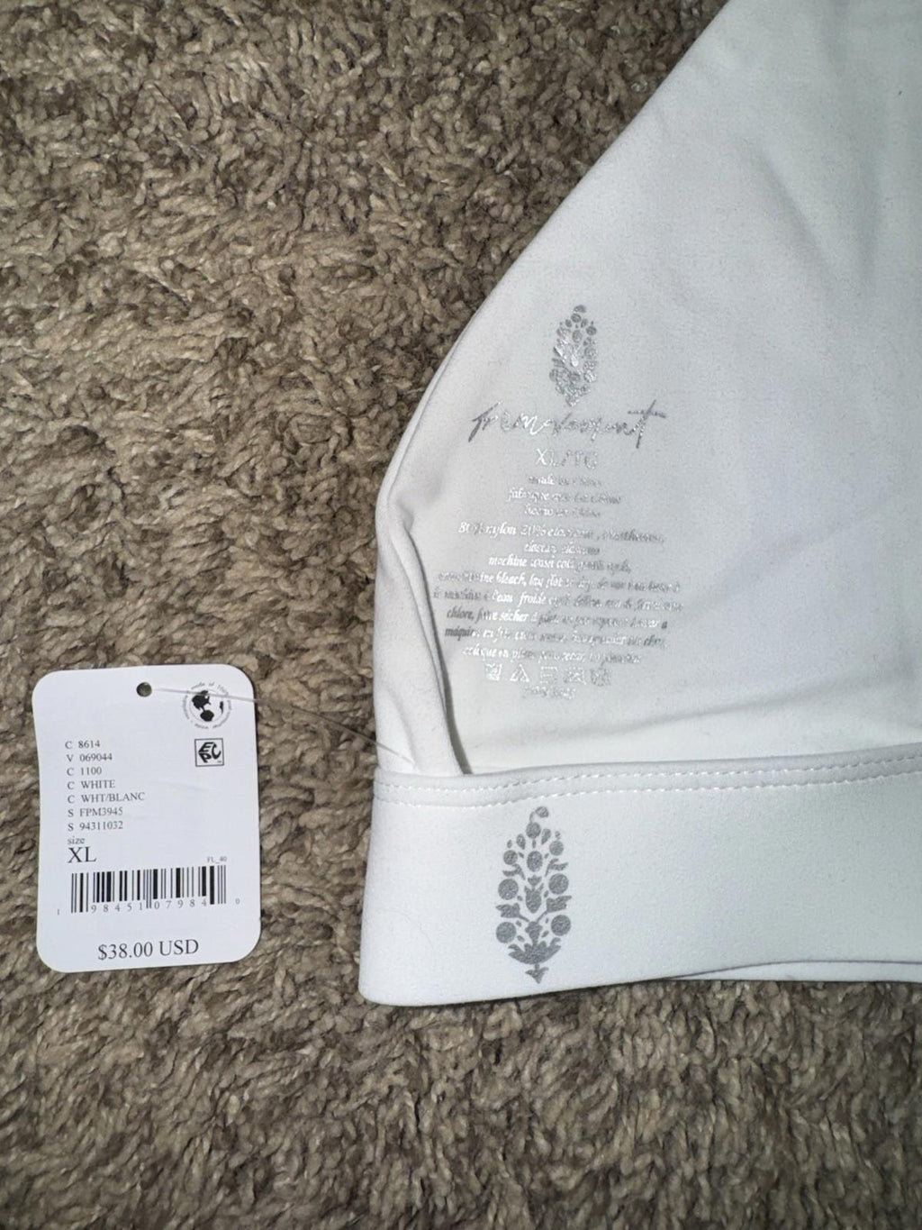 NEW! Free People Epic Triangle Bra WHITE XL FP Movement NWT