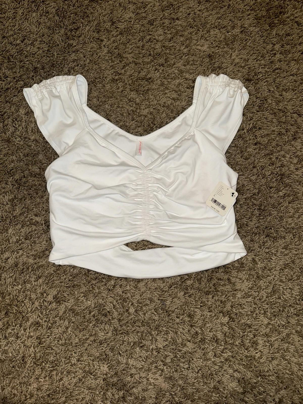 NEW FREE PEOPLE MOVEMENT BREATHE DEEPER CROP TANK WHITE LARGE NWT