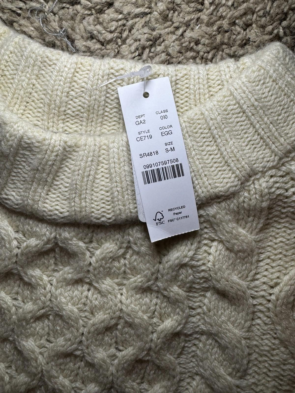 NEW! JCrew Men's Cableknit Sweater in Oatmeal NWT