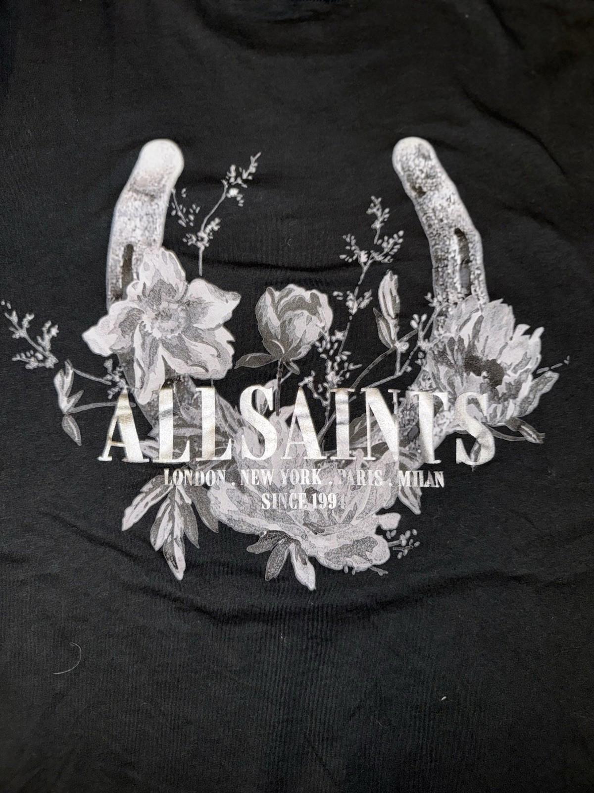 NEW! ALLSAINTS Fortuna Oversized Boyfriend Women’s T-Shirt SMALL Black NWT