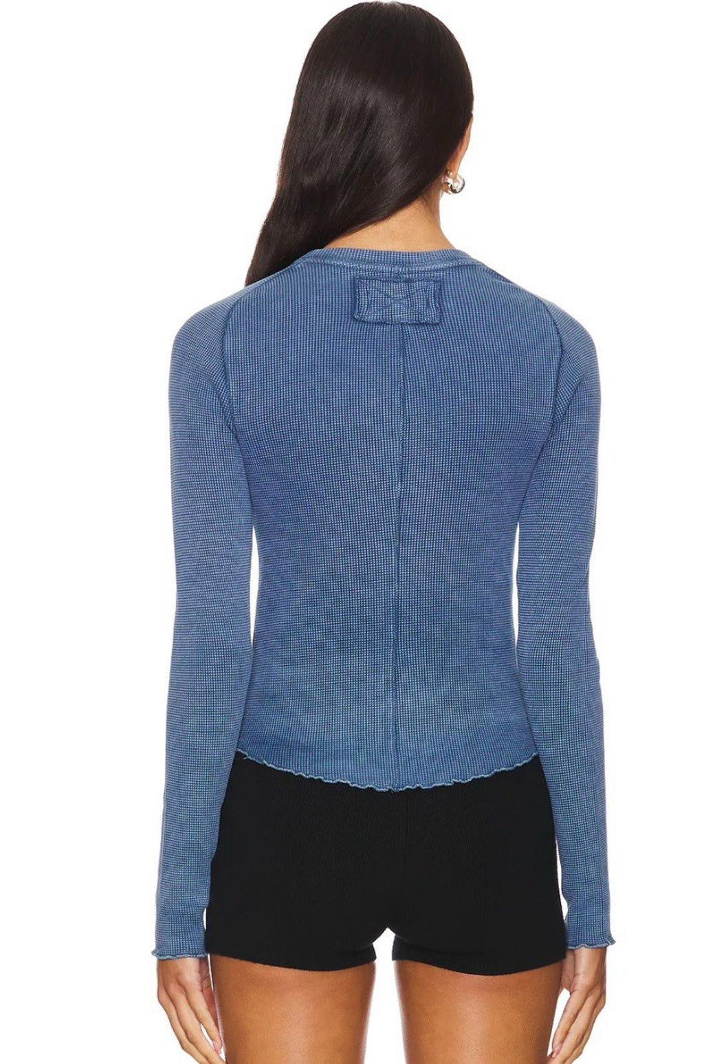 NEW Free People Easy Does It Tee Long Sleeve XS Dark Denim NWT