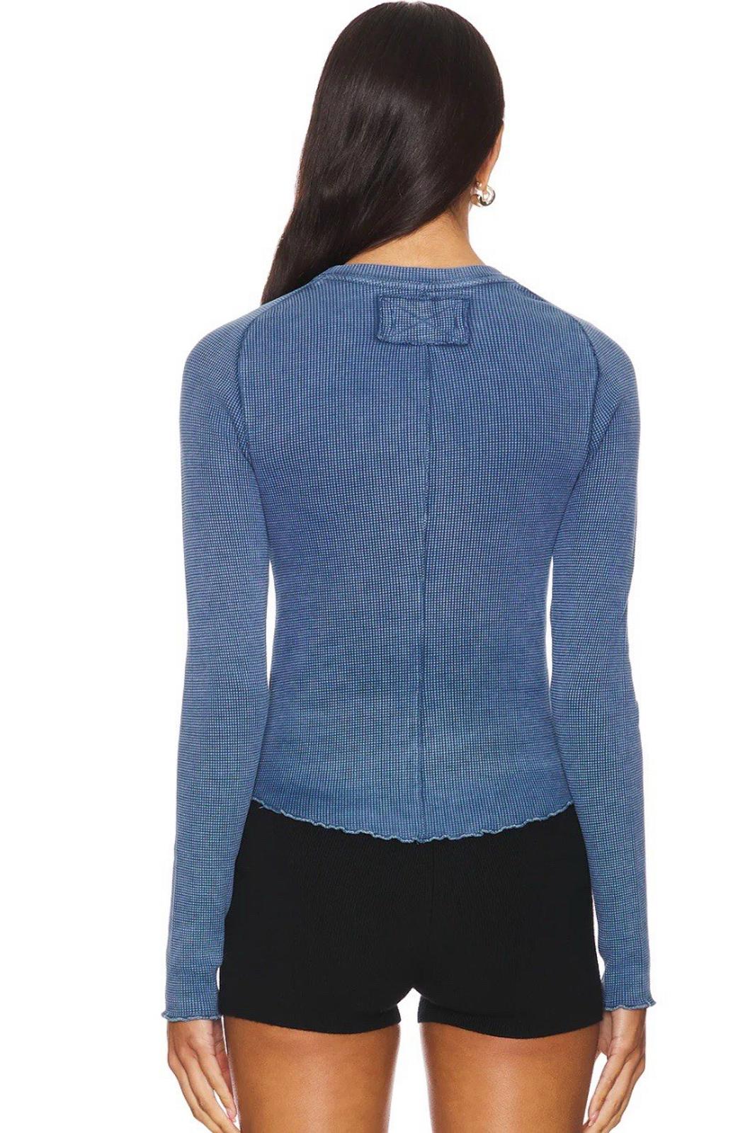 NEW Free People Easy Does It Tee Long Sleeve XS Dark Denim NWT