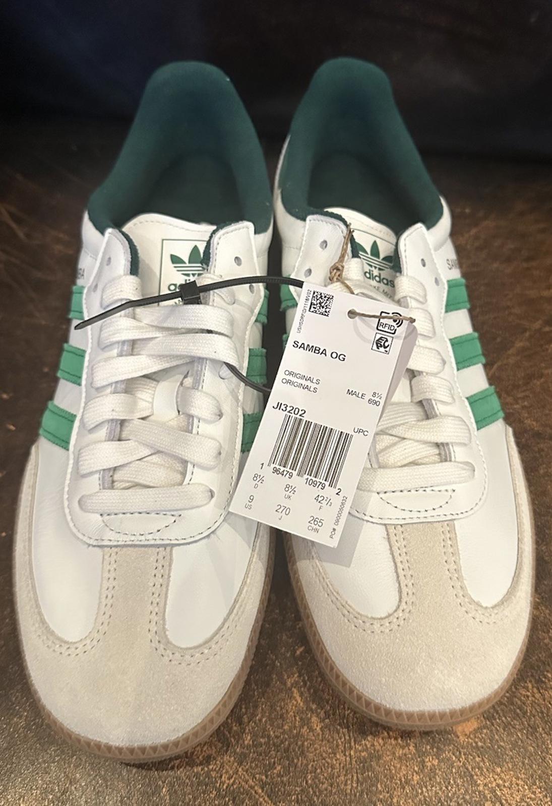 Adidas Samba OG shoe "Cloud White/Collegiate Green” 9 M NEW!