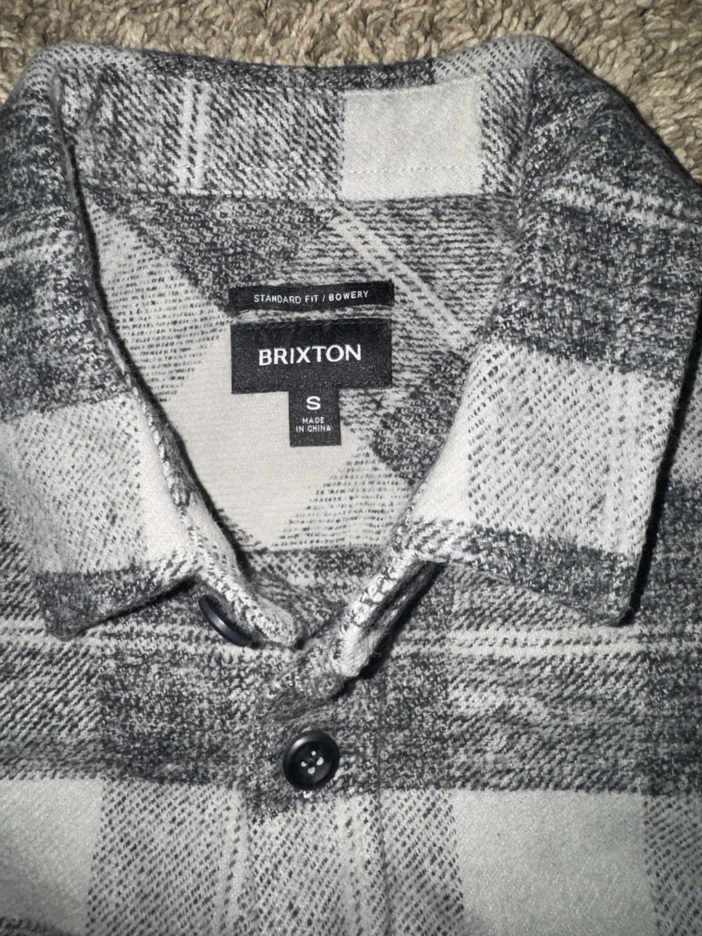 Brixton Men's Bowery Heavy Weight L/S Flannel Shirt S - Black / Charcoal NEW