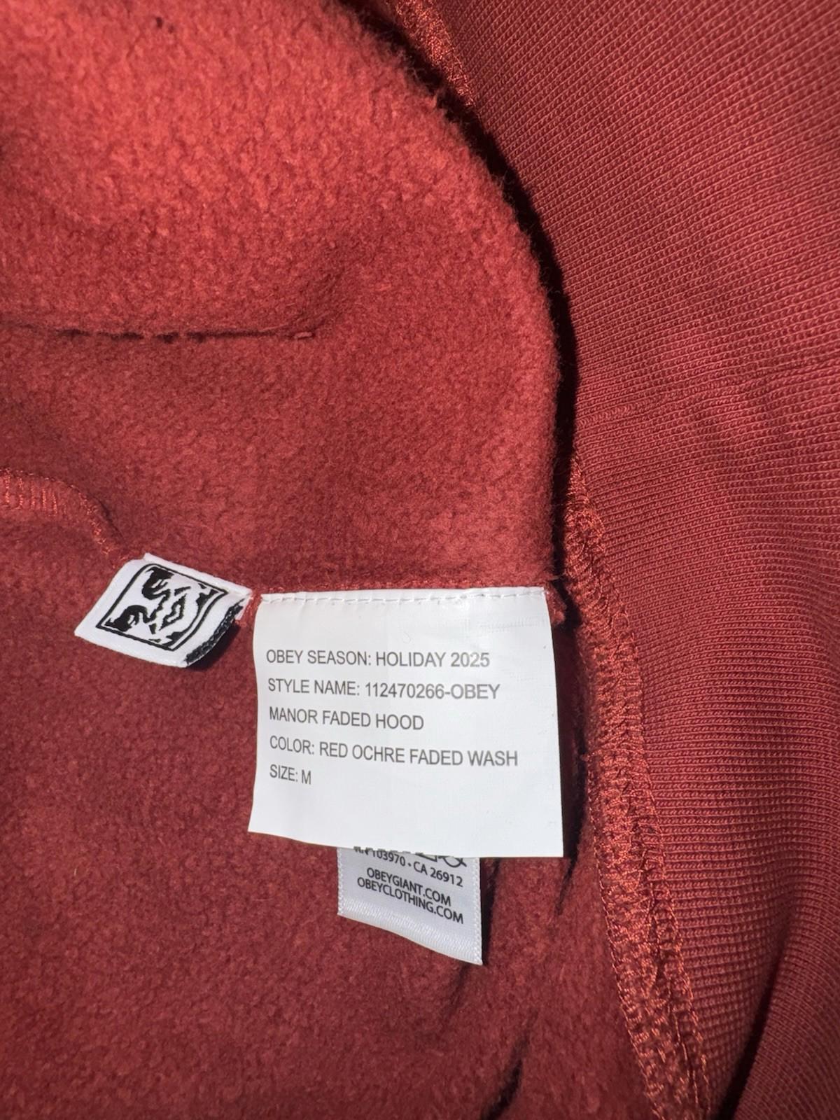 OBEY Rust Logo Long Sleeve Heavy Hoodie Sweatshirt Size Medium NEW