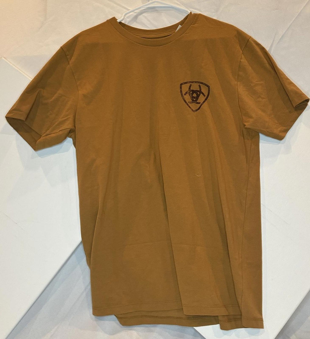 NWT Ariat Boot S/S Men's Big Bull Rider Short Sleeve T-Shirt Bone brown Lg