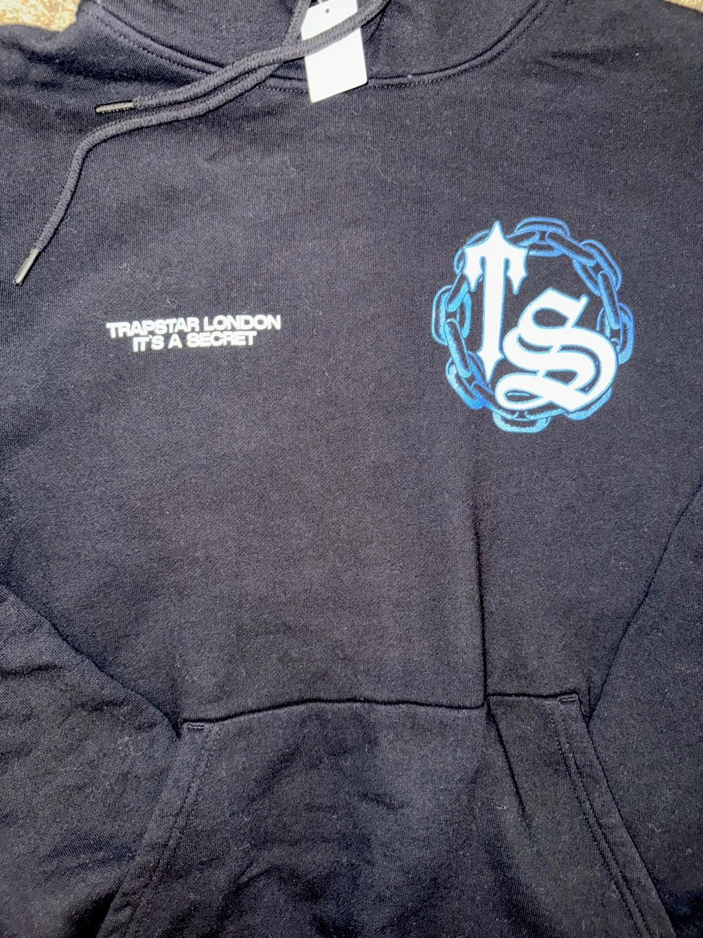 Trapstar Chain Script Hoodie Black/ice Blue Men’s small NWOT