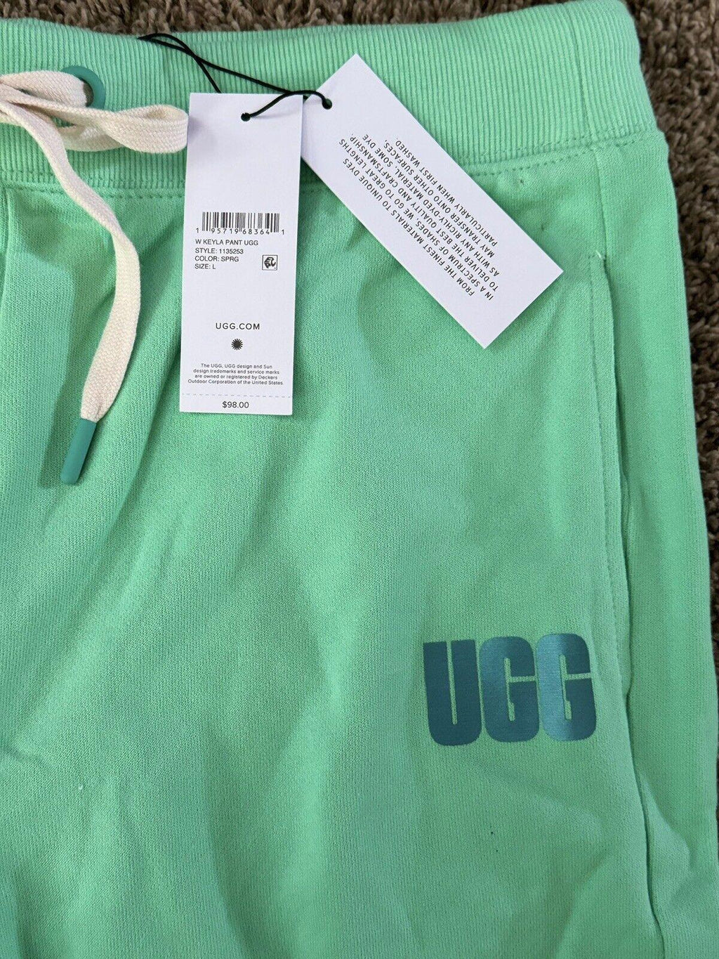 UGG Logo Keyla Cropped Pants Green Color Sizes S, M, L NWT