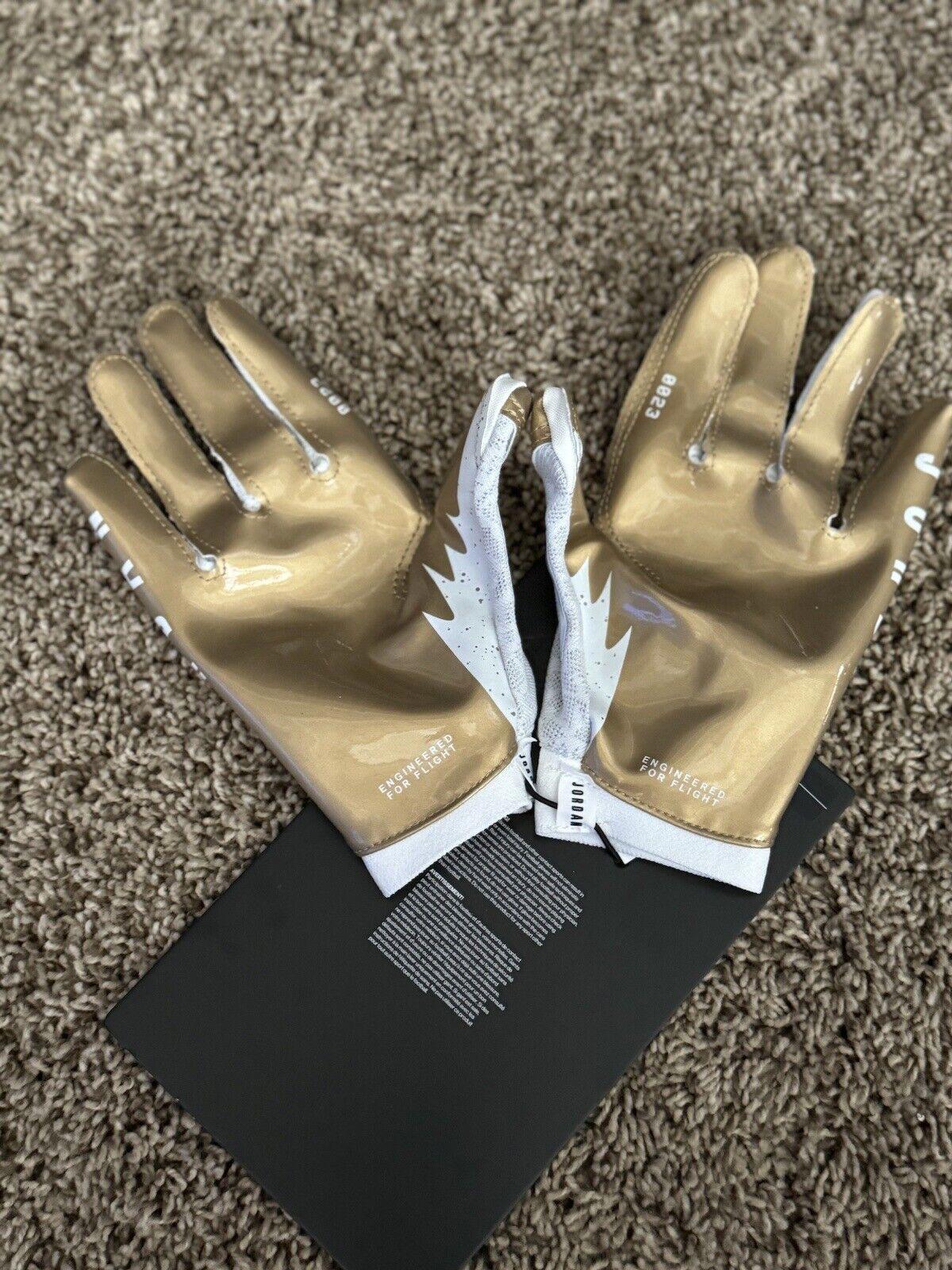 Nike Jordan Vapor Knit 4.0 Football Gloves White Gold sz MED