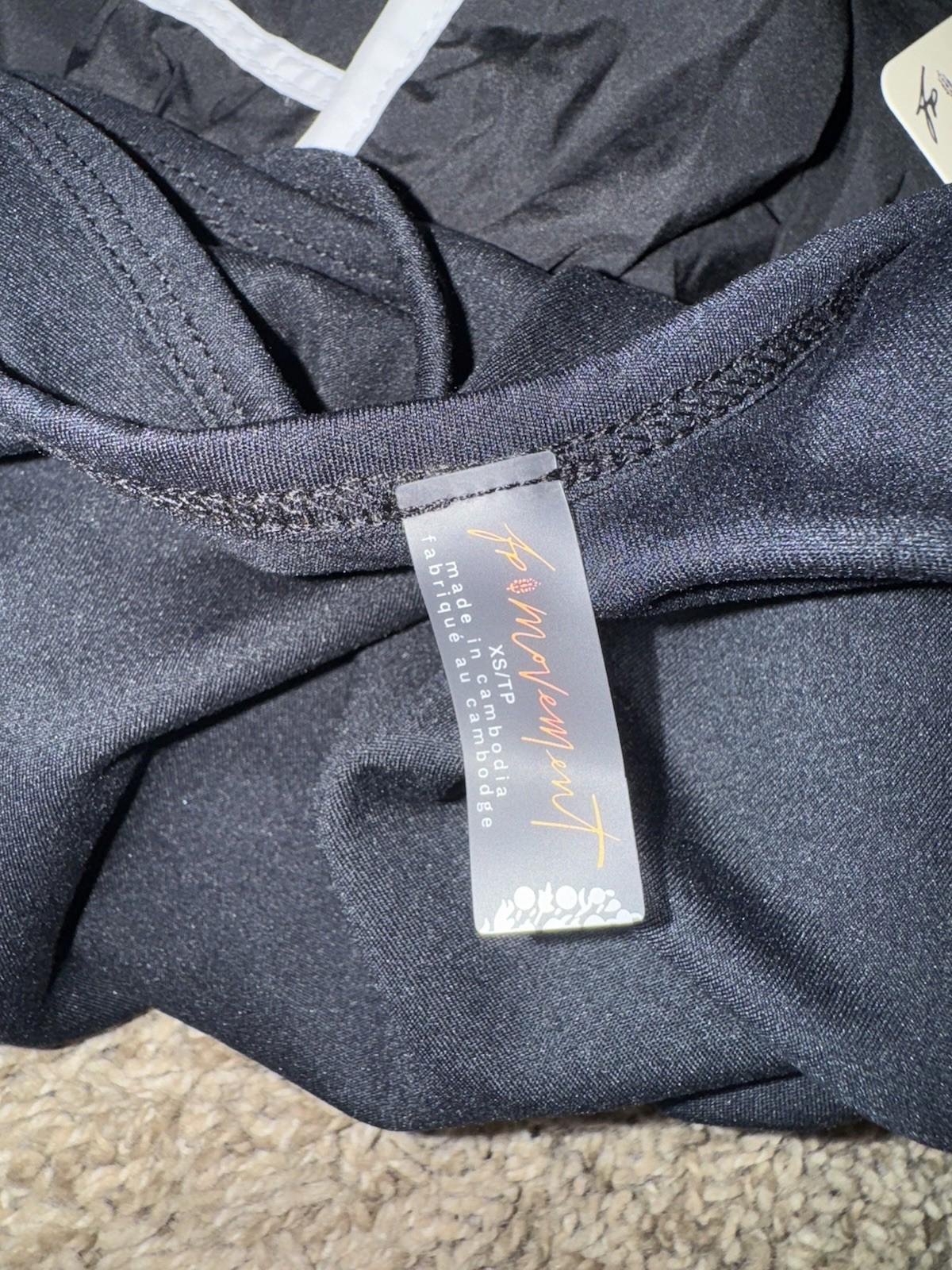FP Movement By Free People Easy Tiger Shortsie Romper In Black Sz XS NEW