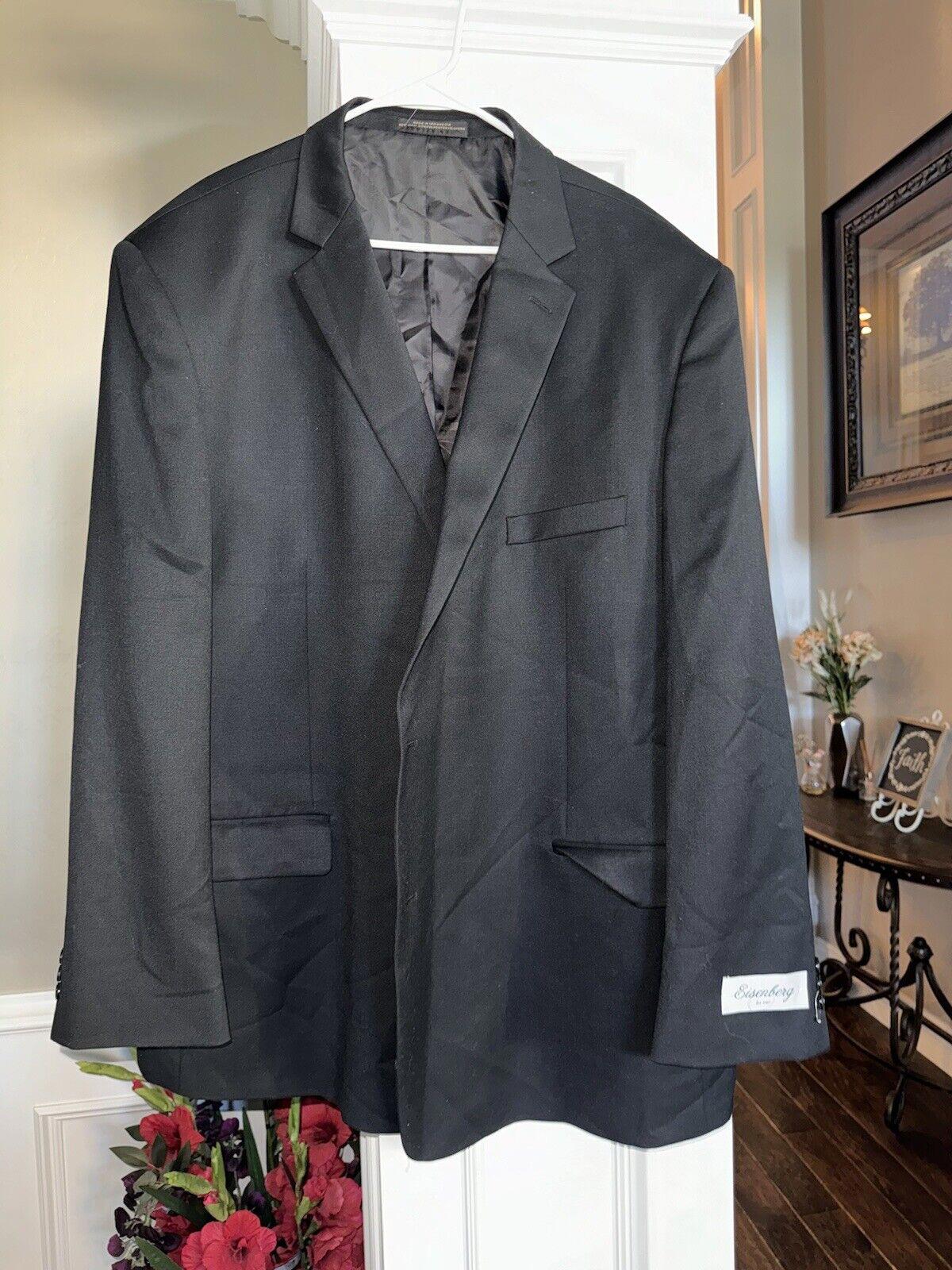 EISENBERG Sport Coat Two Button Jacket 56 Black Suit Coat