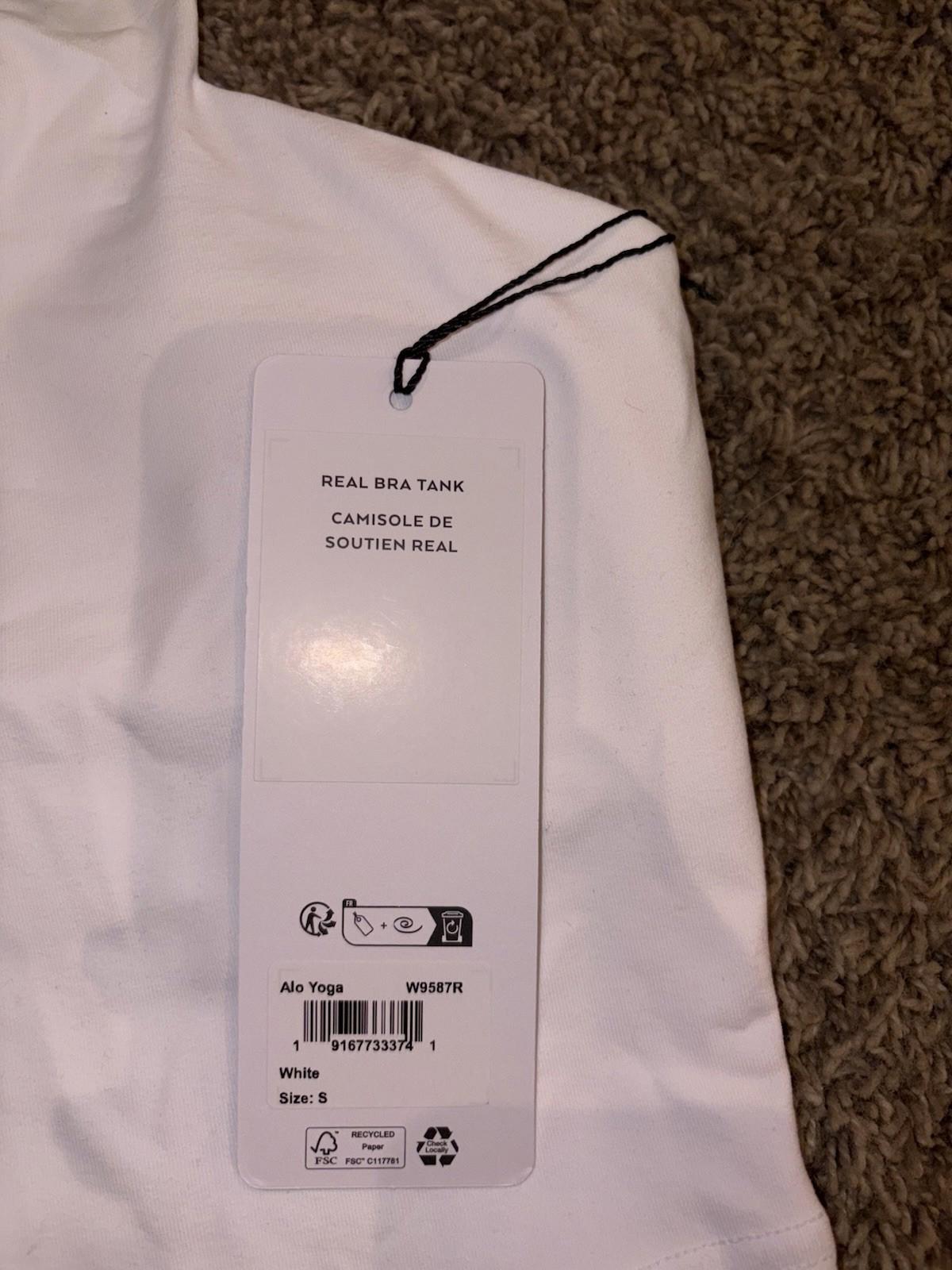 NEW! ALO Yoga Original Airbrush Real Bra Tank White Women's S NWT
