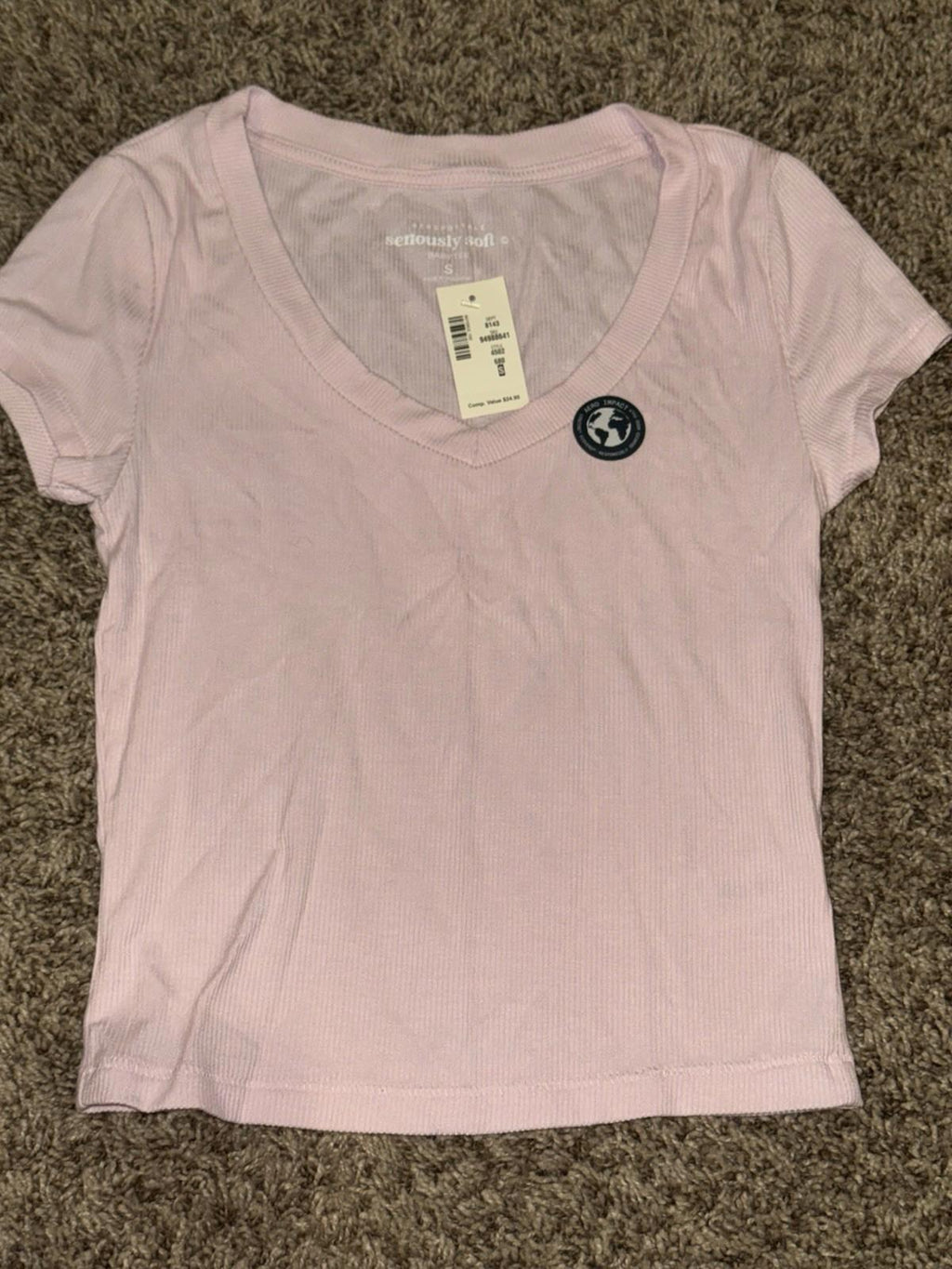 NEW Aeropostale Seriously Soft Baby Tee Pink Ribbed Top Size Small