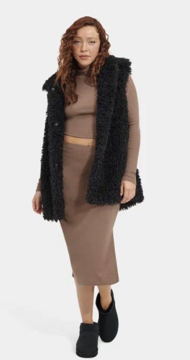 UGG Women Tammie Faux Fur Long Vest Size M NWT $168 Retail