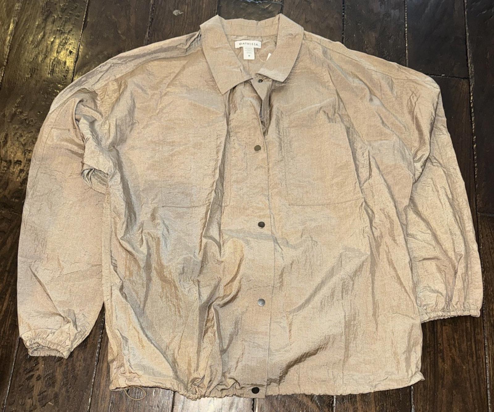 Athleta Women Lightweight Lunar Sheen Shirt Jacket Brownstone Beige NWOT  Sz M