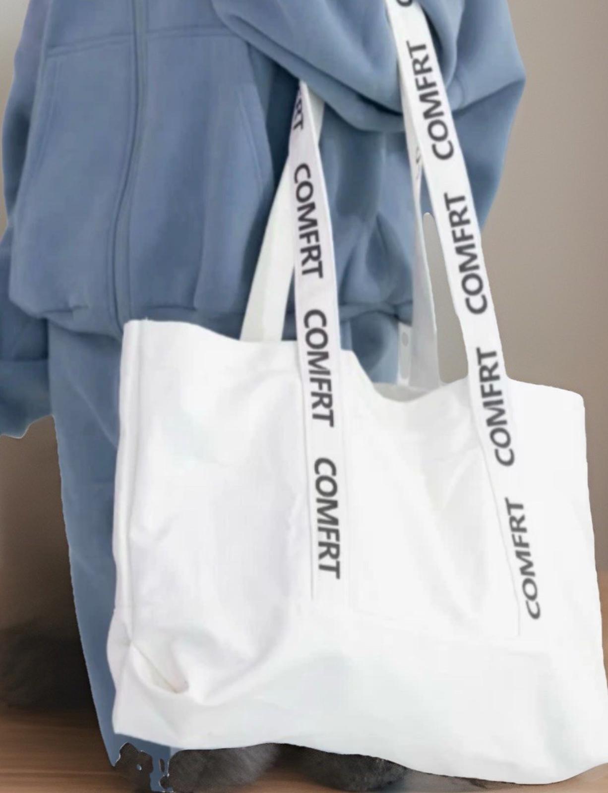 New Comfrt Collection Logo Canvas Cloud White Tote Bag New In Pkg