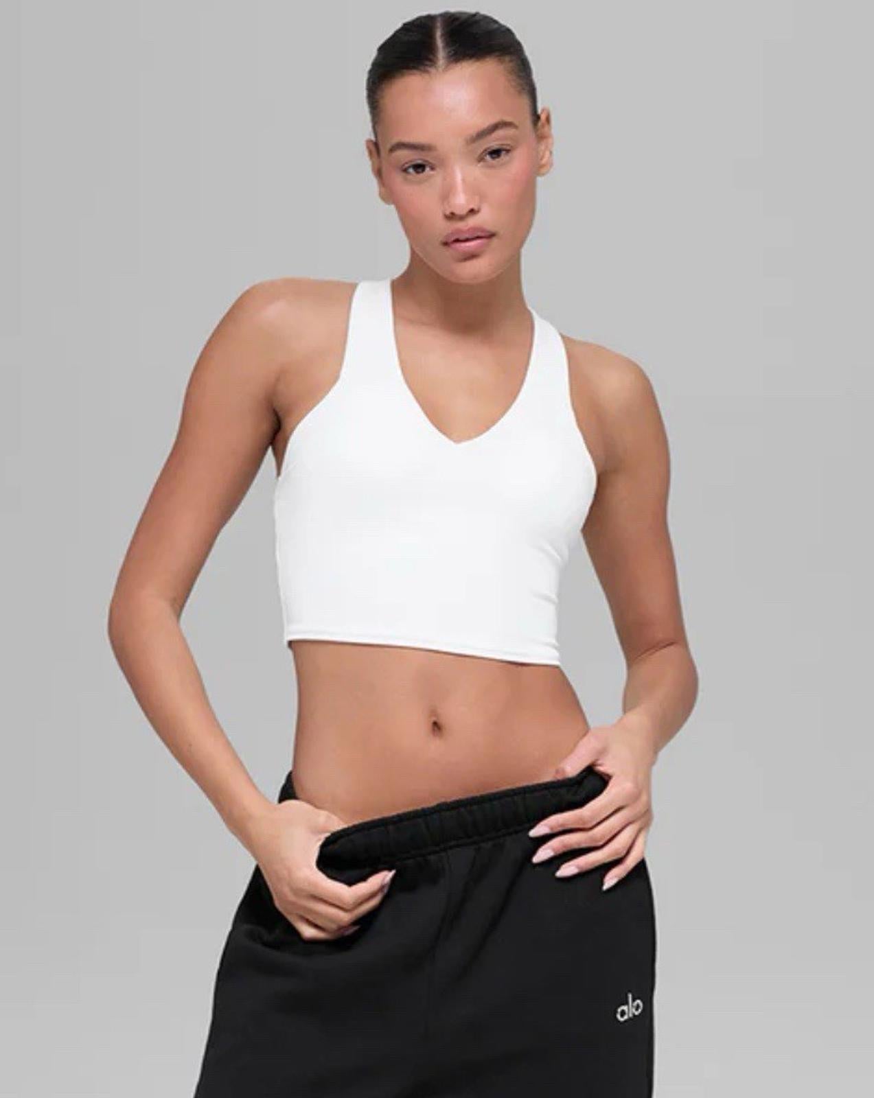 NEW! ALO Yoga Original Airbrush Real Bra Tank White Women's S NWT