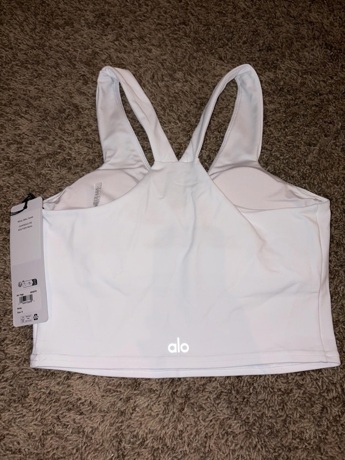 NEW! ALO Yoga Original Airbrush Real Bra Tank White Women's S NWT