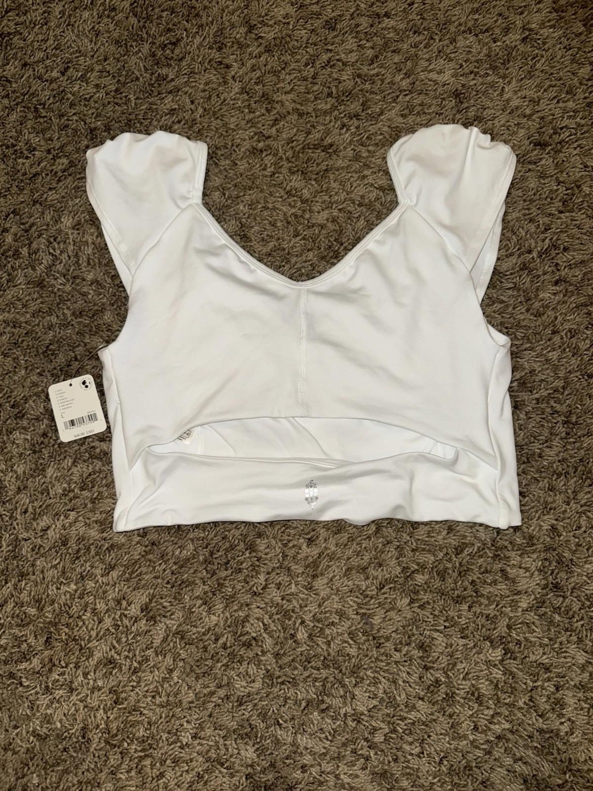 NEW FREE PEOPLE MOVEMENT BREATHE DEEPER CROP TANK WHITE LARGE NWT