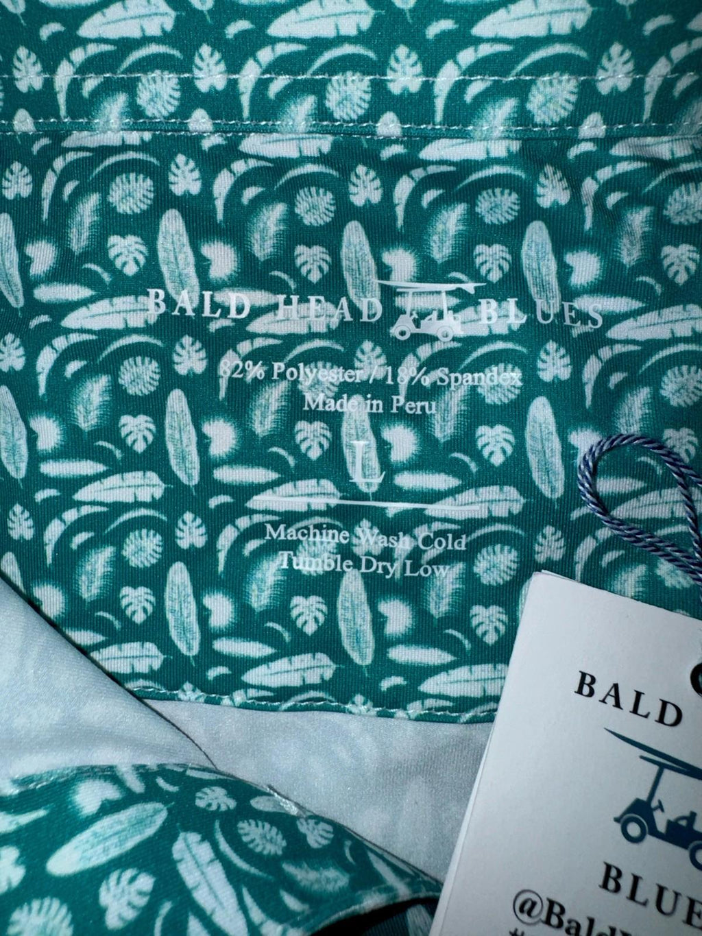 NEW! Bald Head Blues Men's Exotic Leaves Albatross Polo Size L NWT