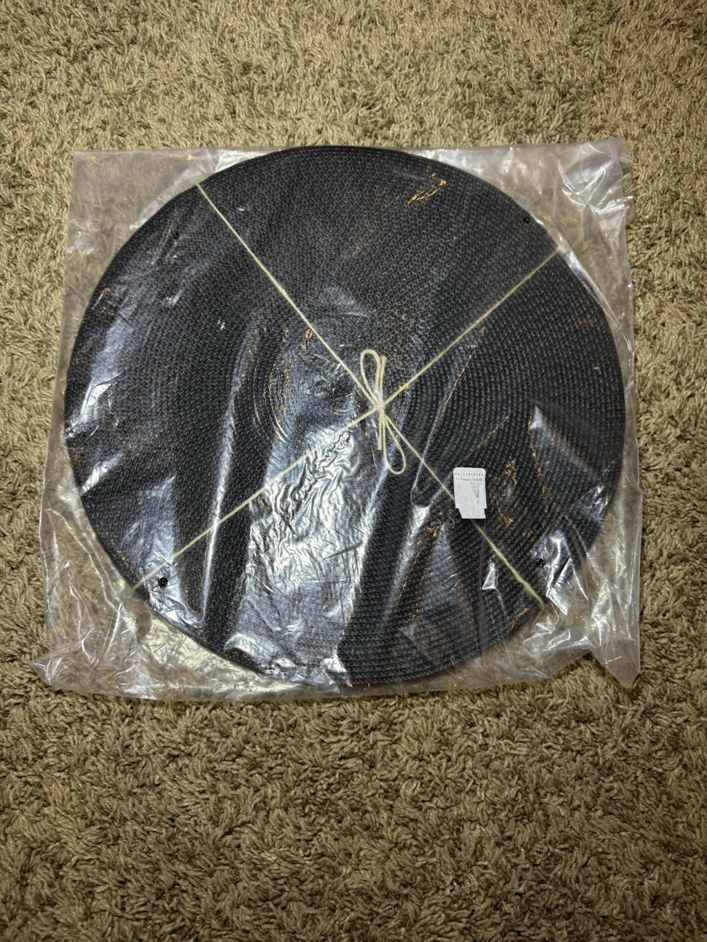 Set of 4 Pottery Barn Black Braided Woven 15" Round Placemats New