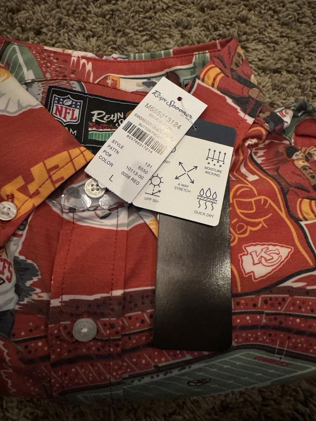 NEW Reyn Spooner x NFL Hawaiian Aloha Button Up Shirt LG Kansas City Chiefs NWT