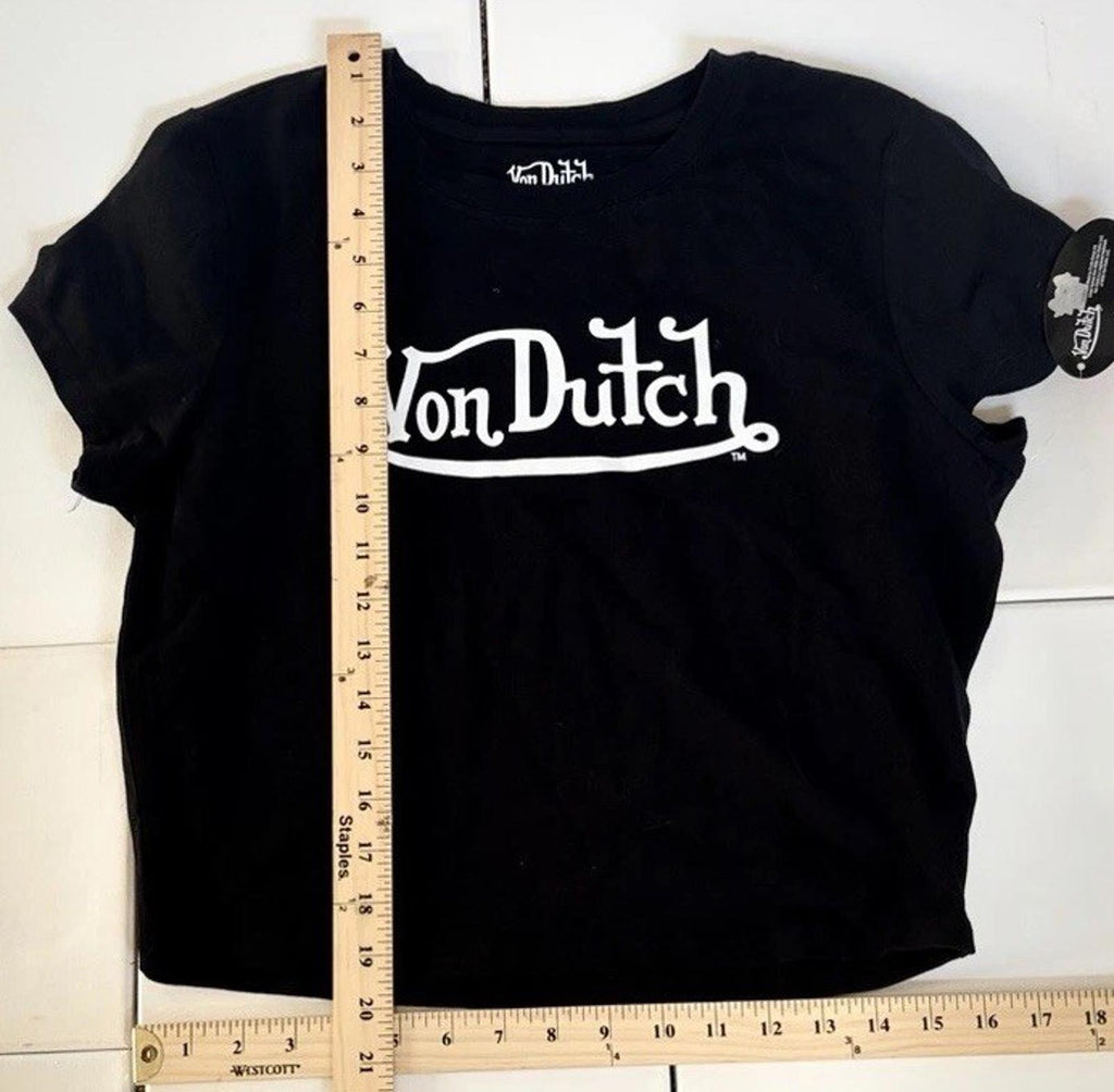 NEW Von Dutch Women’s Classic Logo Baby Tee Black T-Shirt - (Size XL)