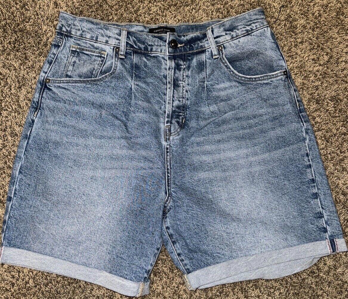Earnest Womens Button Fly High Rise Denim Shorts Sz 32