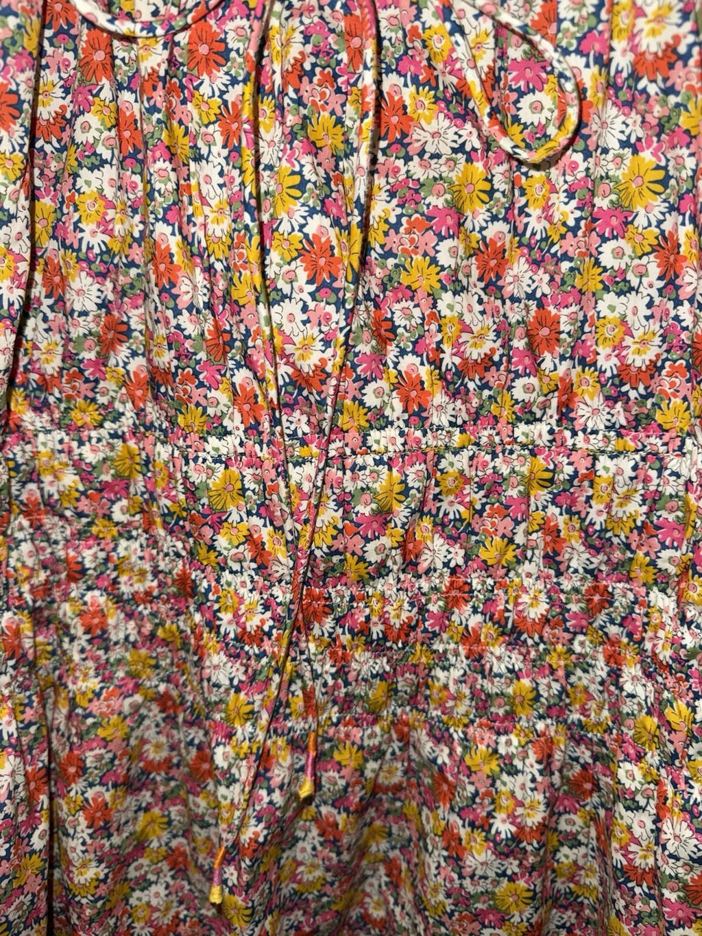 For Love & Lemons Libby Mini Dress in Orange Floral LG Short Sleeve Lined