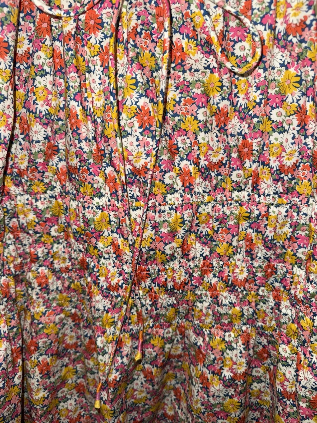 For Love & Lemons Libby Mini Dress in Orange Floral LG Short Sleeve Lined
