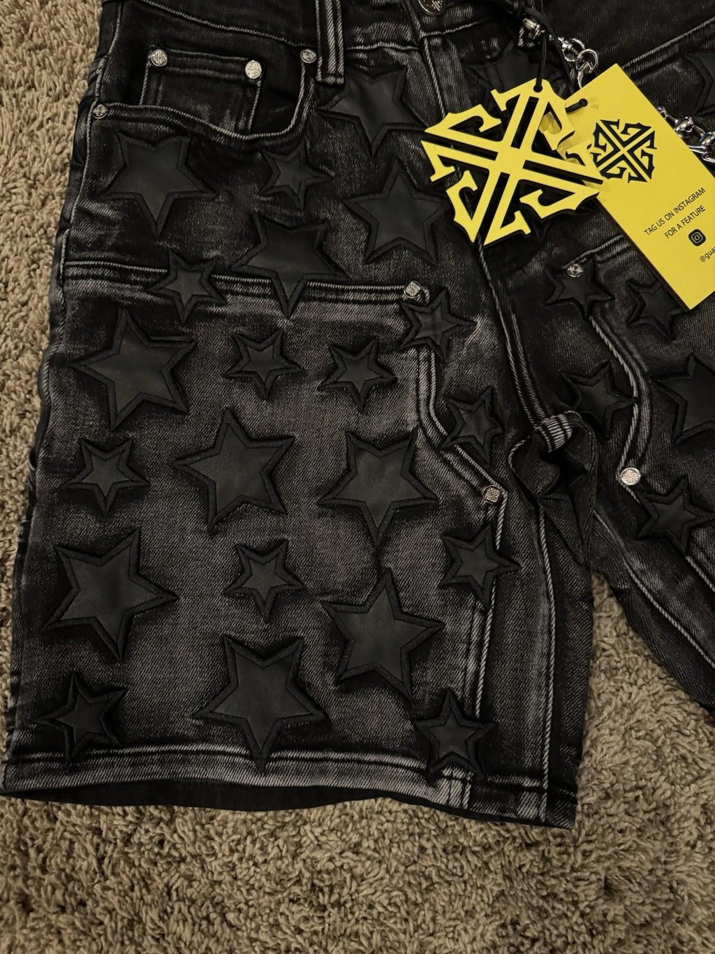 NEW! GUAPI 489OBSDS GUAPI STAR SHORTS BLACK OBSIDIAN NWT Size 28 Sold out online