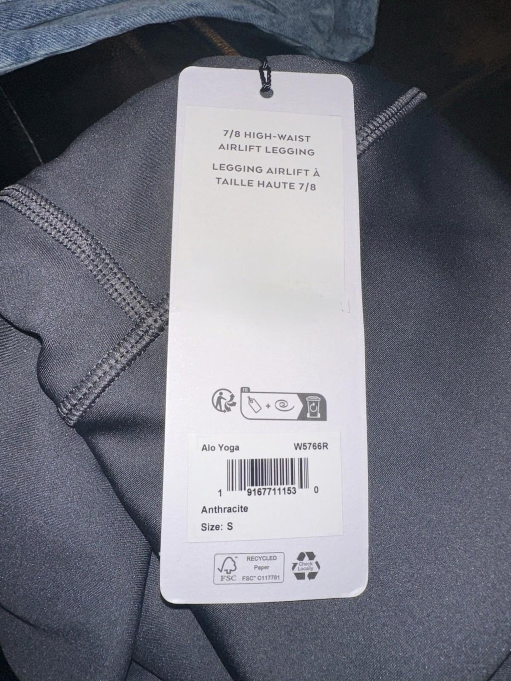 Alo Yoga 7/8 High-Waist Airlift Legging Size S Anthracite LIMITED EDITION NEW