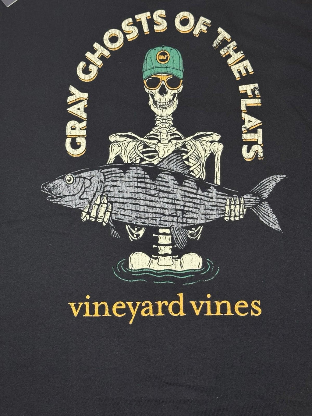 Vineyard Vines Men's Ghost of the Flats Skeleton Pocket Black S/S XL T-Shirt