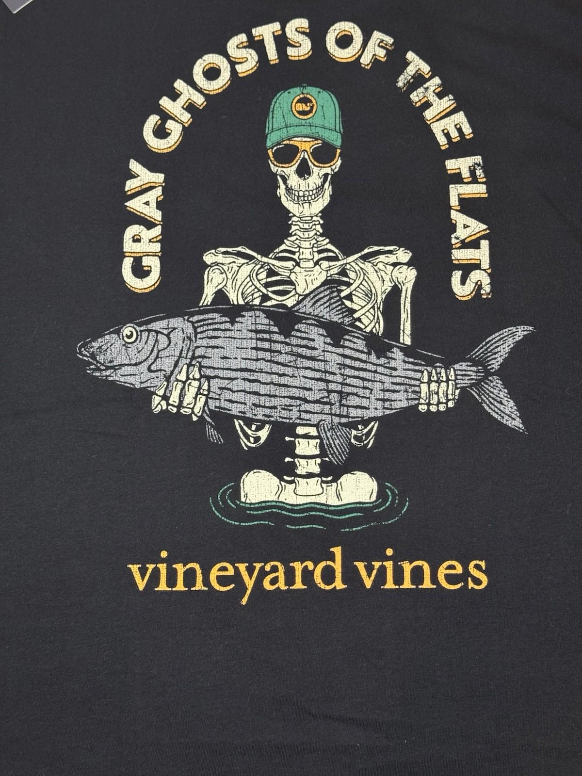 Vineyard Vines Men's Ghost of the Flats Skeleton Pocket Black S/S XL T-Shirt