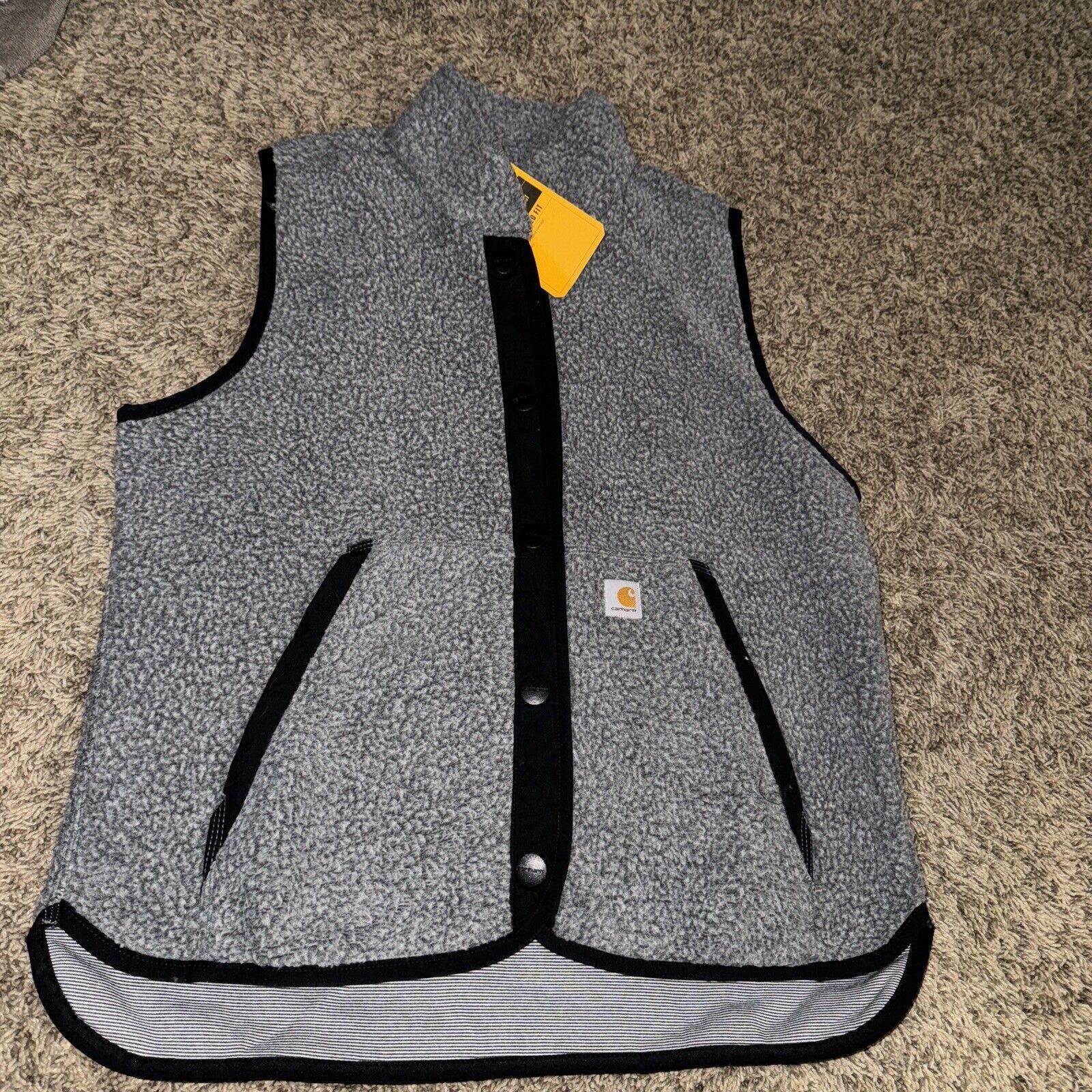 Carhartt Women Relaxed Fleece Snap Front Vest Grey MED