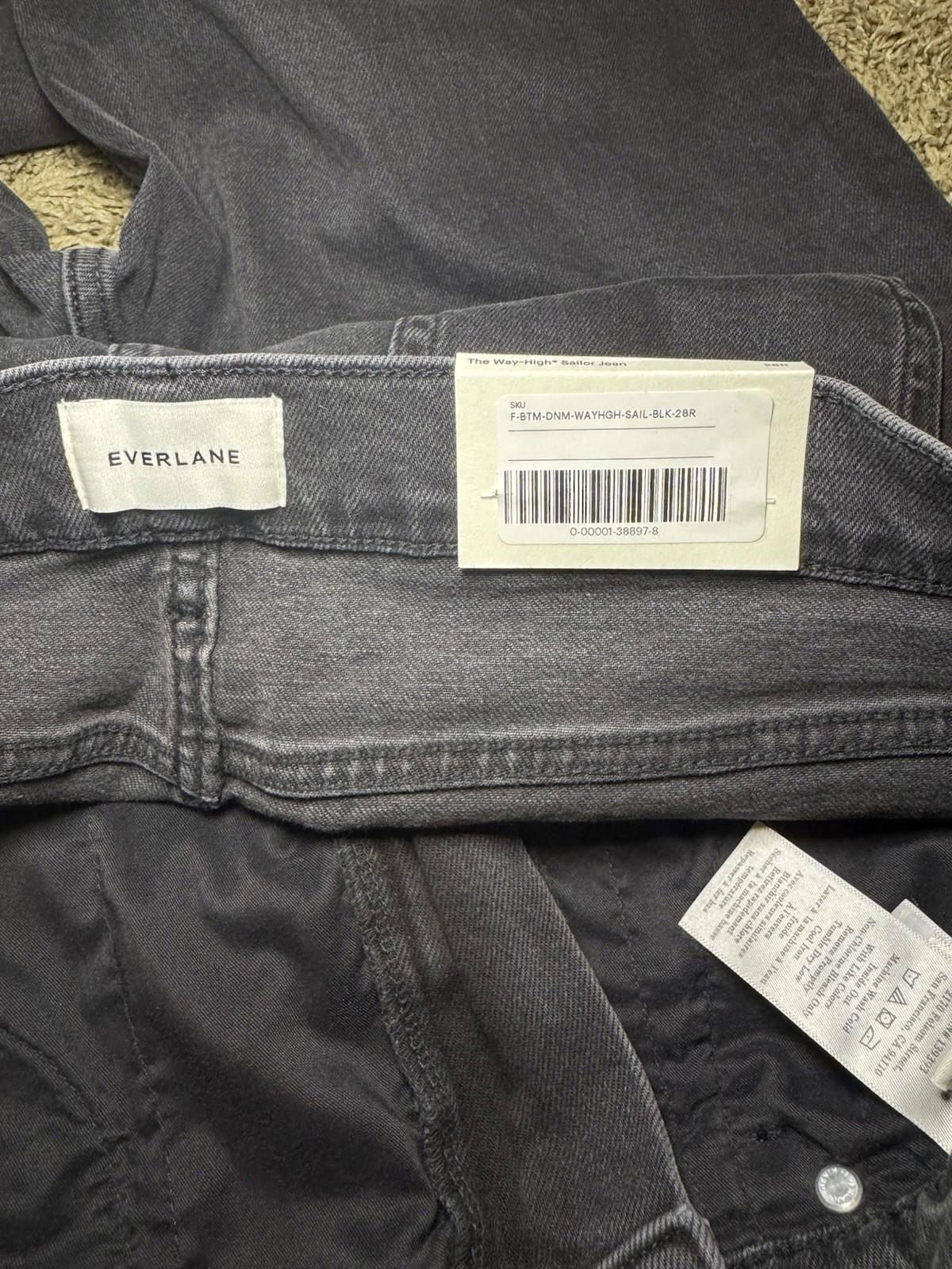 EVERLANE black Jeans Womens 28R Way-High Sailor Jean Wide Leg Stretch Denim NEW